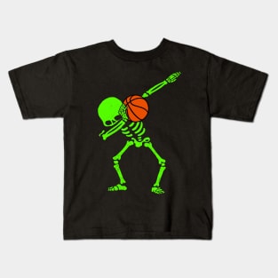 Halloween Dabbing Skeleton BASKETBALL T-Shirt Skeleton Dab Kids T-Shirt